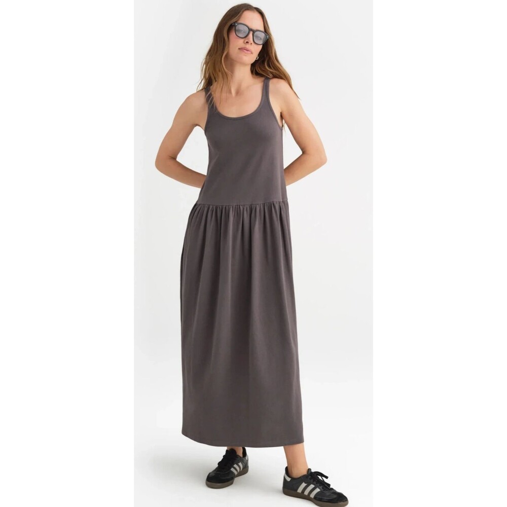 MATE THE LABEL WOMEN'S ORGANIC COTTON T-SHIRT TANK DRESS MAGNET GRAY NWT SZ L